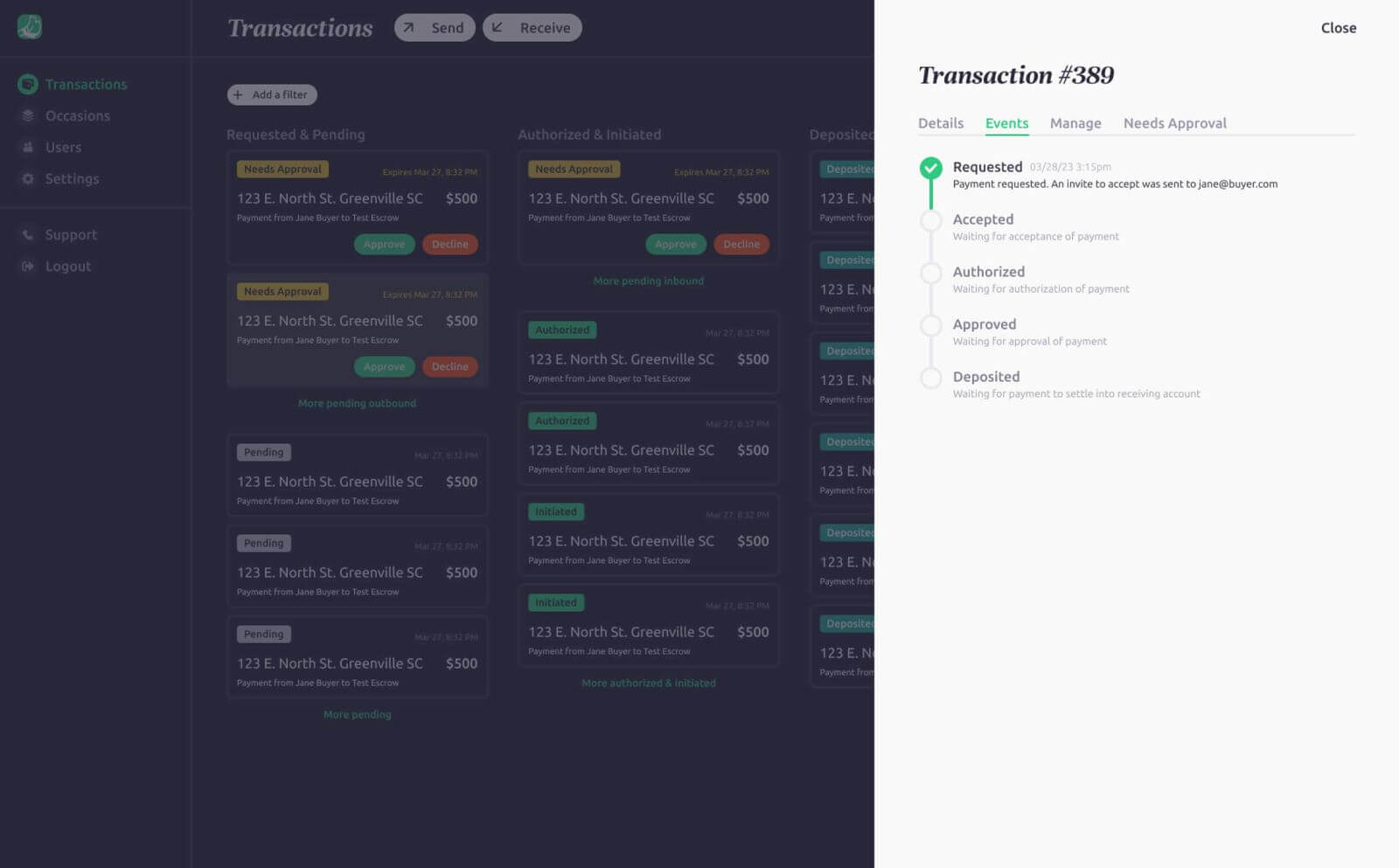 Agent dashboard