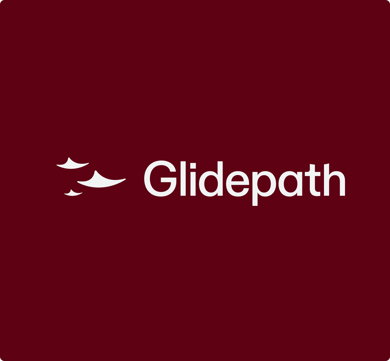 The Glidepath logotype — three gliders in formation beside the wordmark — in off-white on brand Maroon