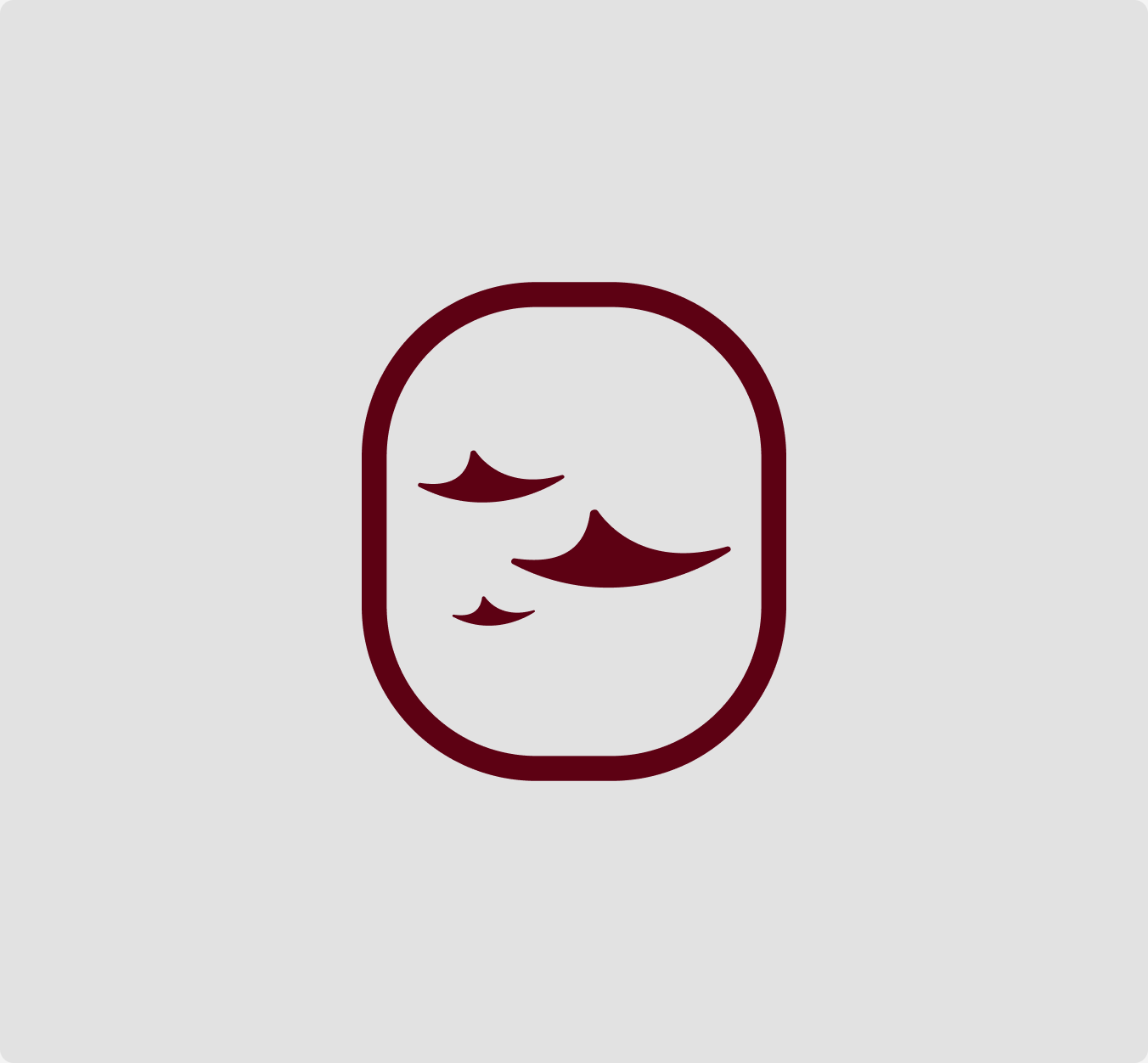 The framed Glidepath logomark — three gliders inside a heavily rounded, plane-window frame — in Maroon on light grey