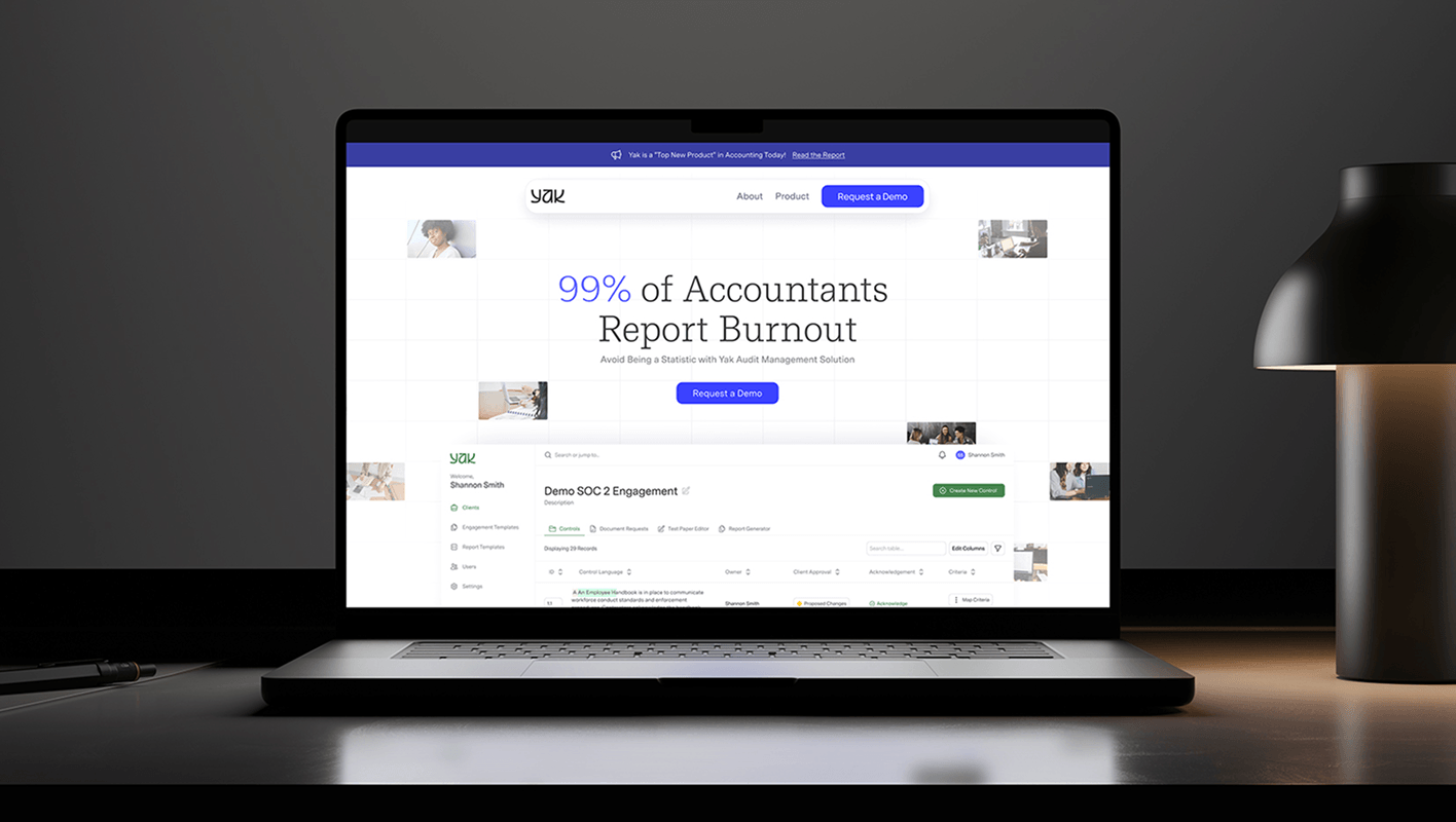 Photo of Yak marketing website on laptop